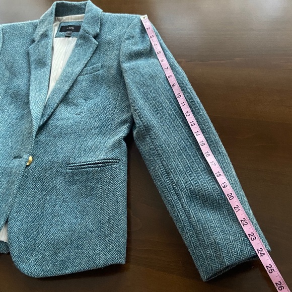 J. Crew Teal Herringbone Blazer, women's size 8. Very Classy! New! - Picture 13 of 15